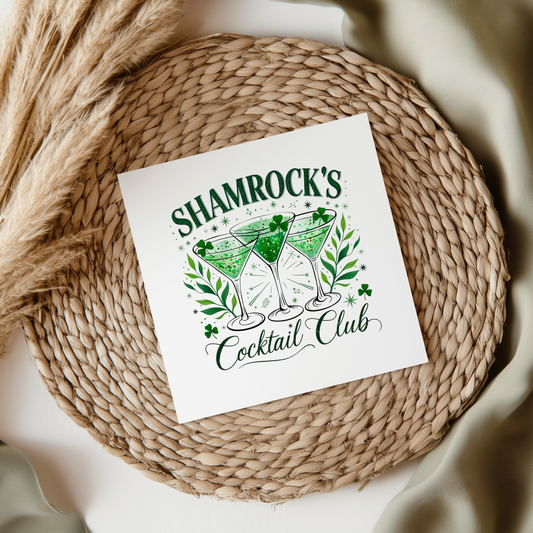 Shamrock's Cocktail Club UV DTF Decal