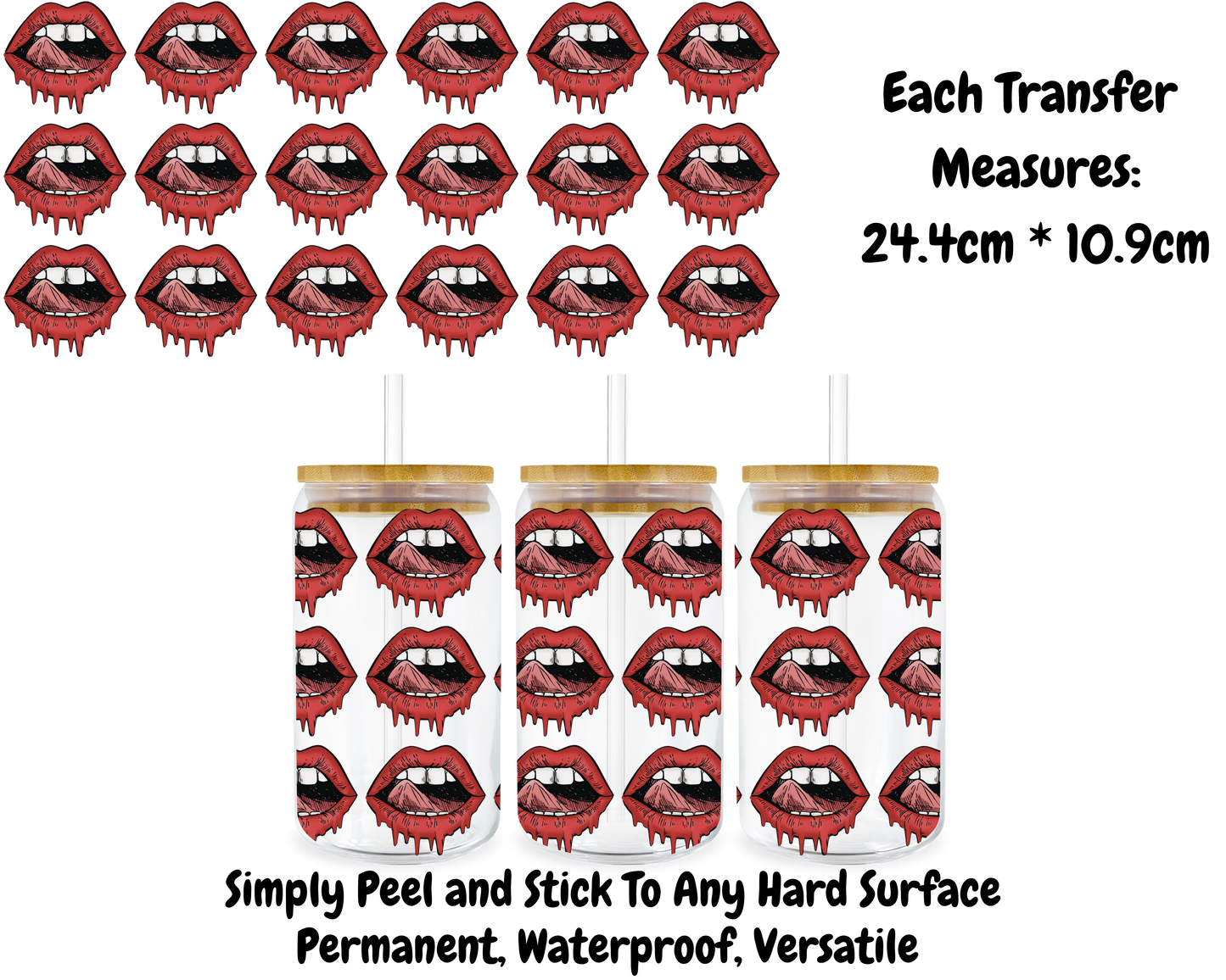 Lips/Tongues - 16oz UV DTF Transfer
