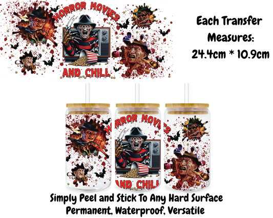 Horror Movies And Chill - 16oz UV DTF Transfer