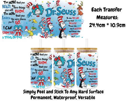 Dr Seuss - 16oz UV DTF Transfer