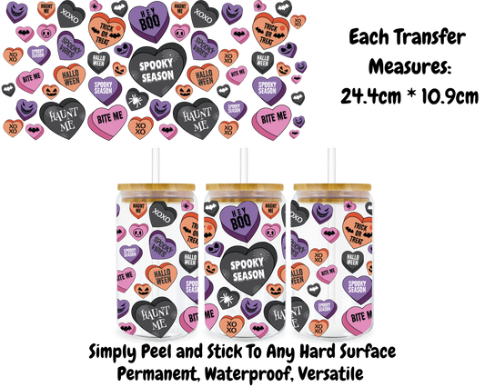 Spooky Season Hearts - 16oz UV DTF Transfer