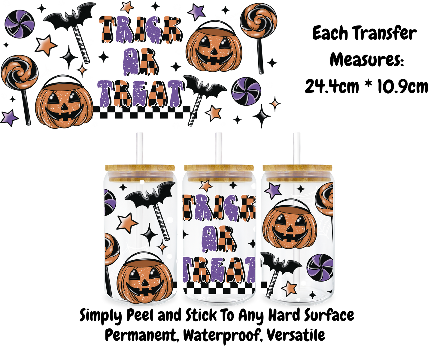 Trick Or Treat - 16oz UV DTF Transfer