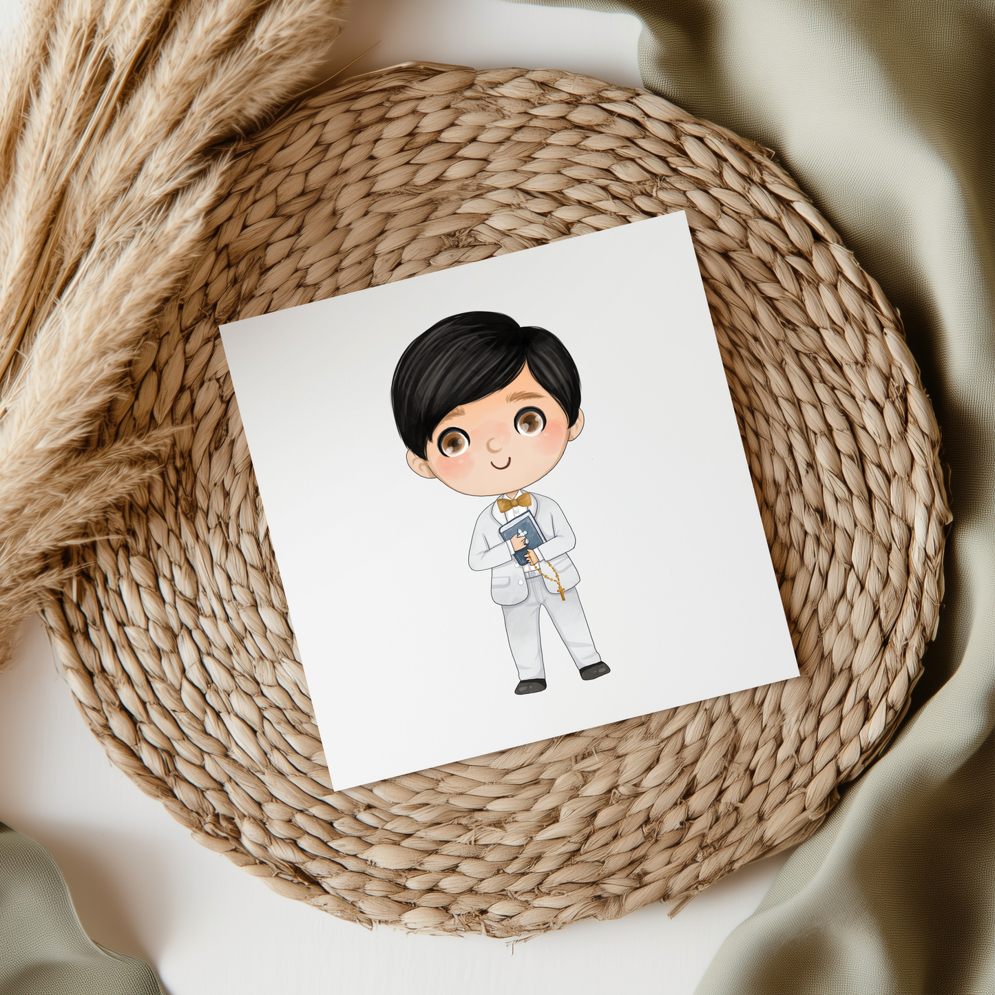 Black Hair Communion Boy UV DTF Decal