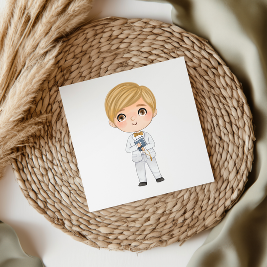 Blonde Hair Communion Boy UV DTF Decal