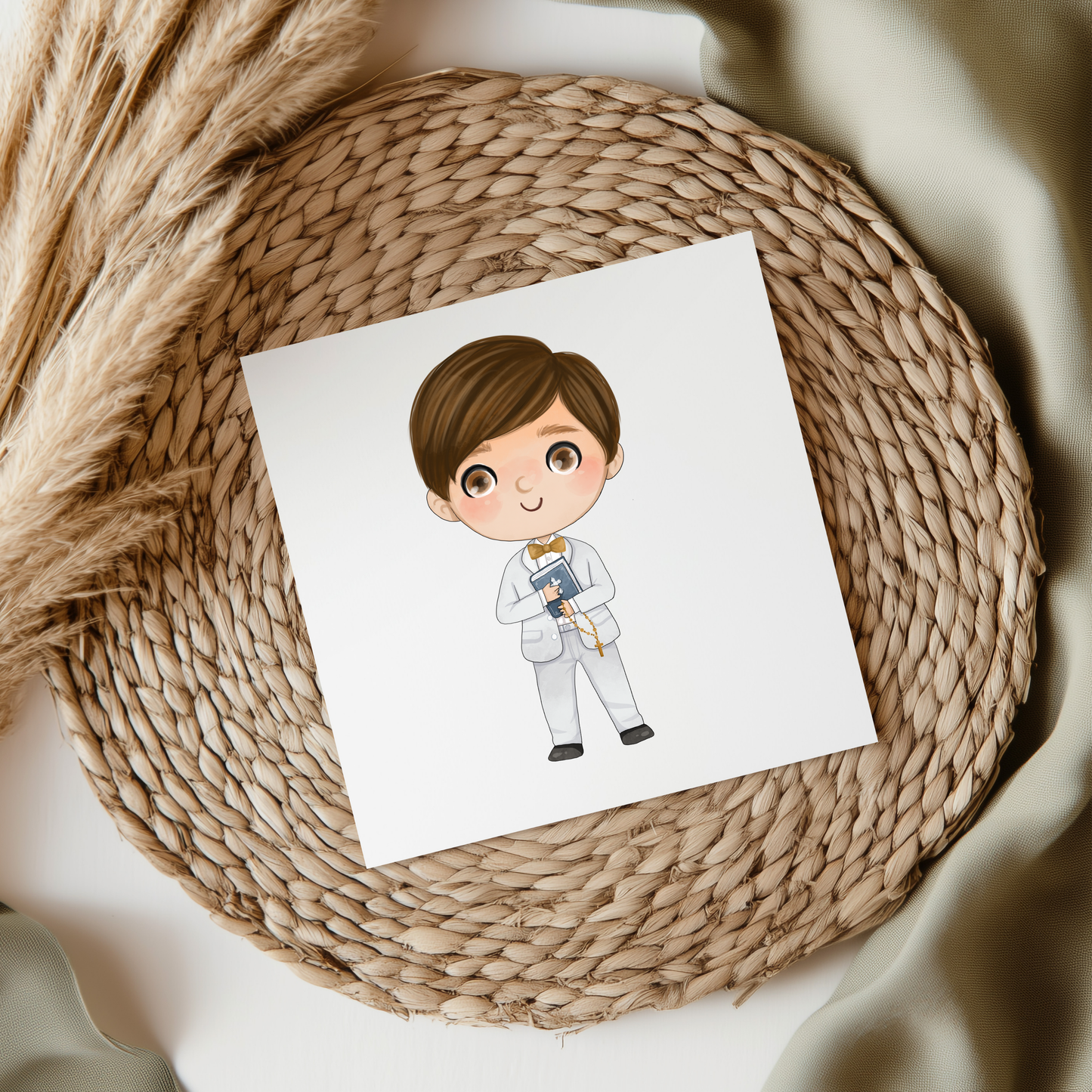 Brown Hair Communion Boy UV DTF Decal