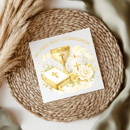 Gold My First Holy Communion UV DTF Decal