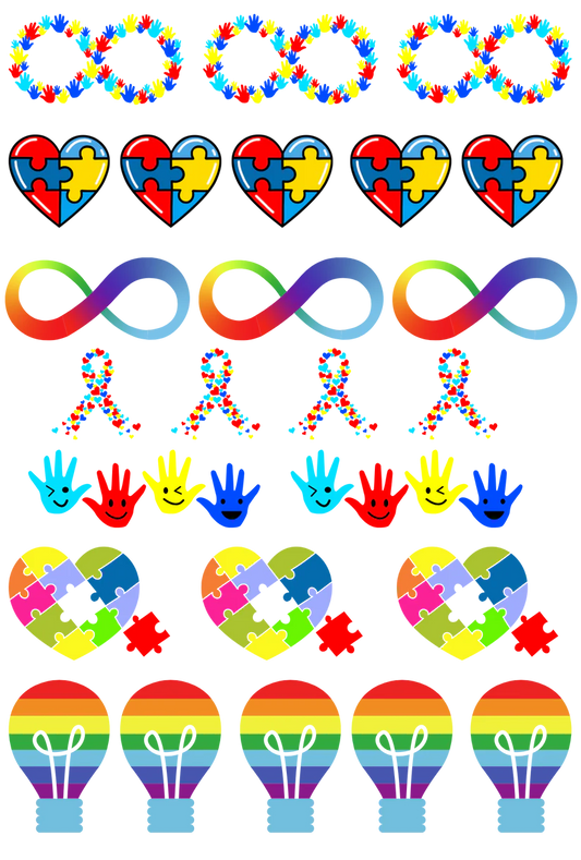 Autism Symbols - 13.5*20cm UV DTF Sheet