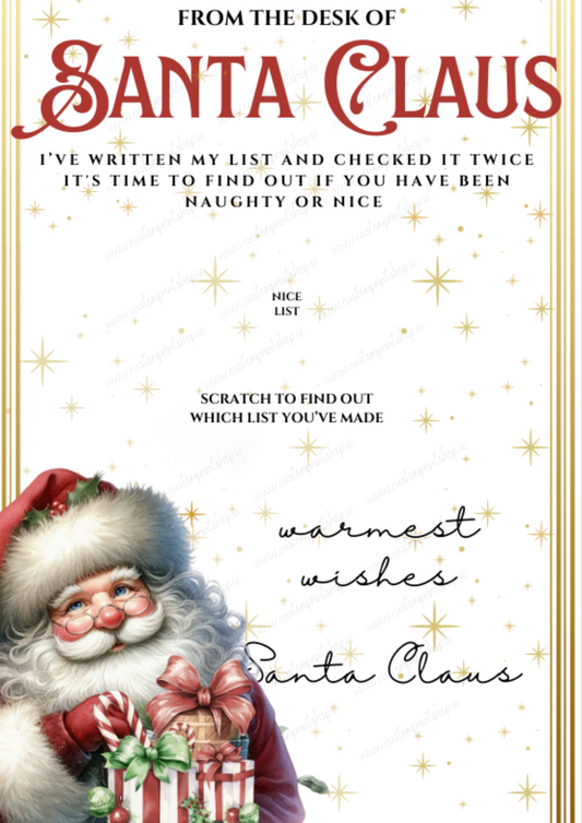 DIGITAL FILE - Scratch Off Letter From Santa - Nice List