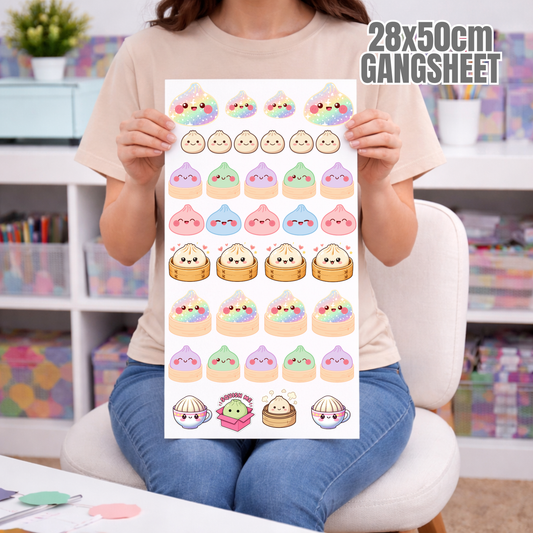 Squishy Dumpling Theme UVDTF Gangsheet (28cm x 50cm)