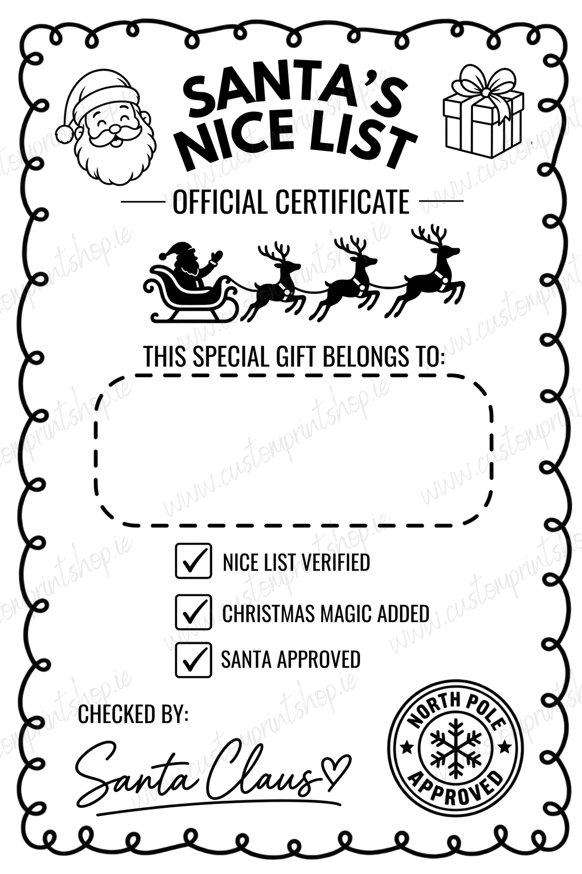 10 Pack of Printed Personalised Christmas Gift Labels