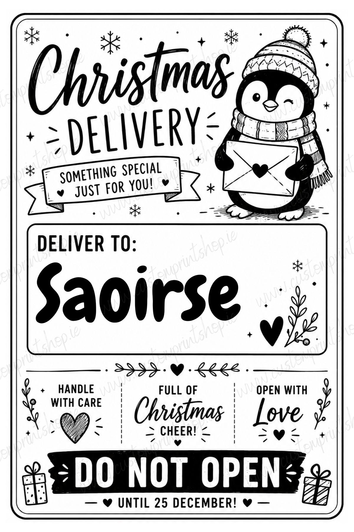 10 Pack of Printed Personalised Christmas Gift Labels