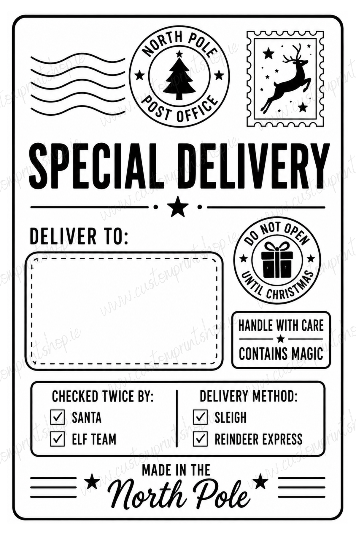 10 Pack of Printed Personalised Christmas Gift Labels