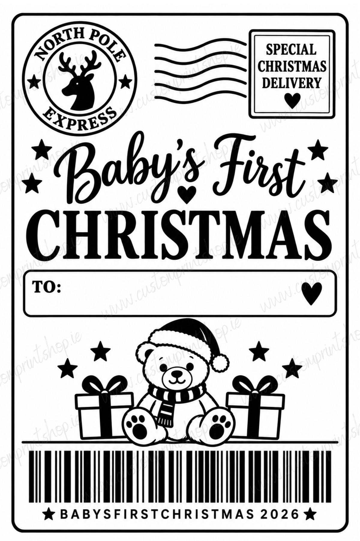 10 Pack of Printed Personalised Christmas Gift Labels
