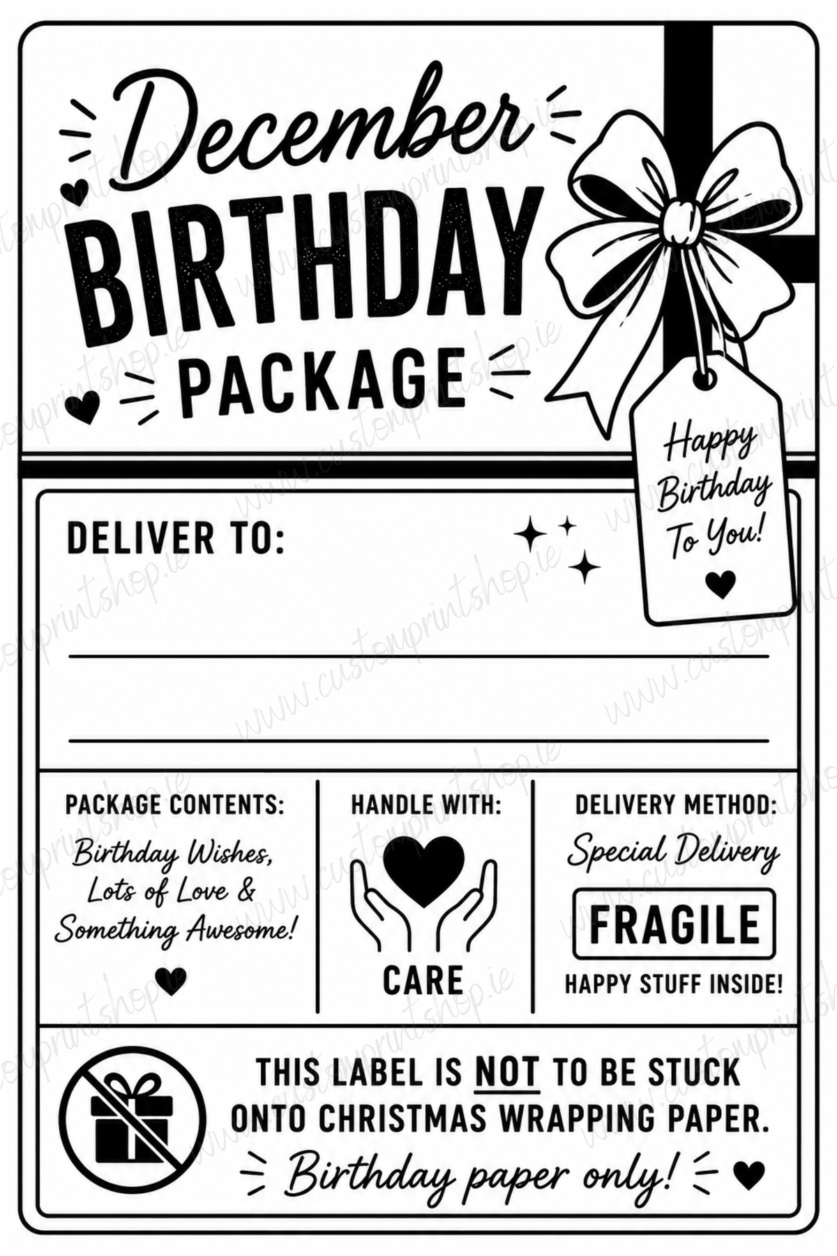 10 Pack of Printed Personalised Christmas Gift Labels