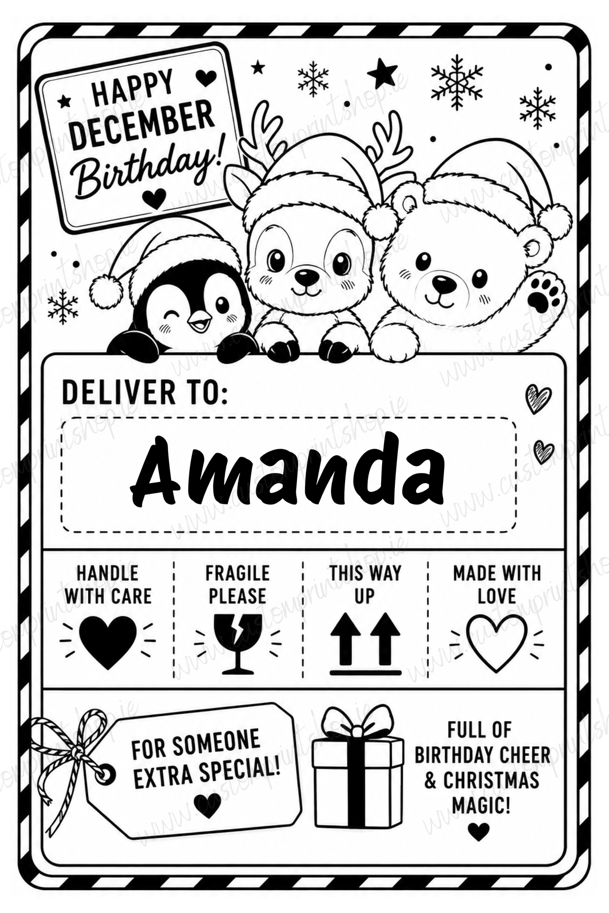 10 Pack of Printed Personalised Christmas Gift Labels