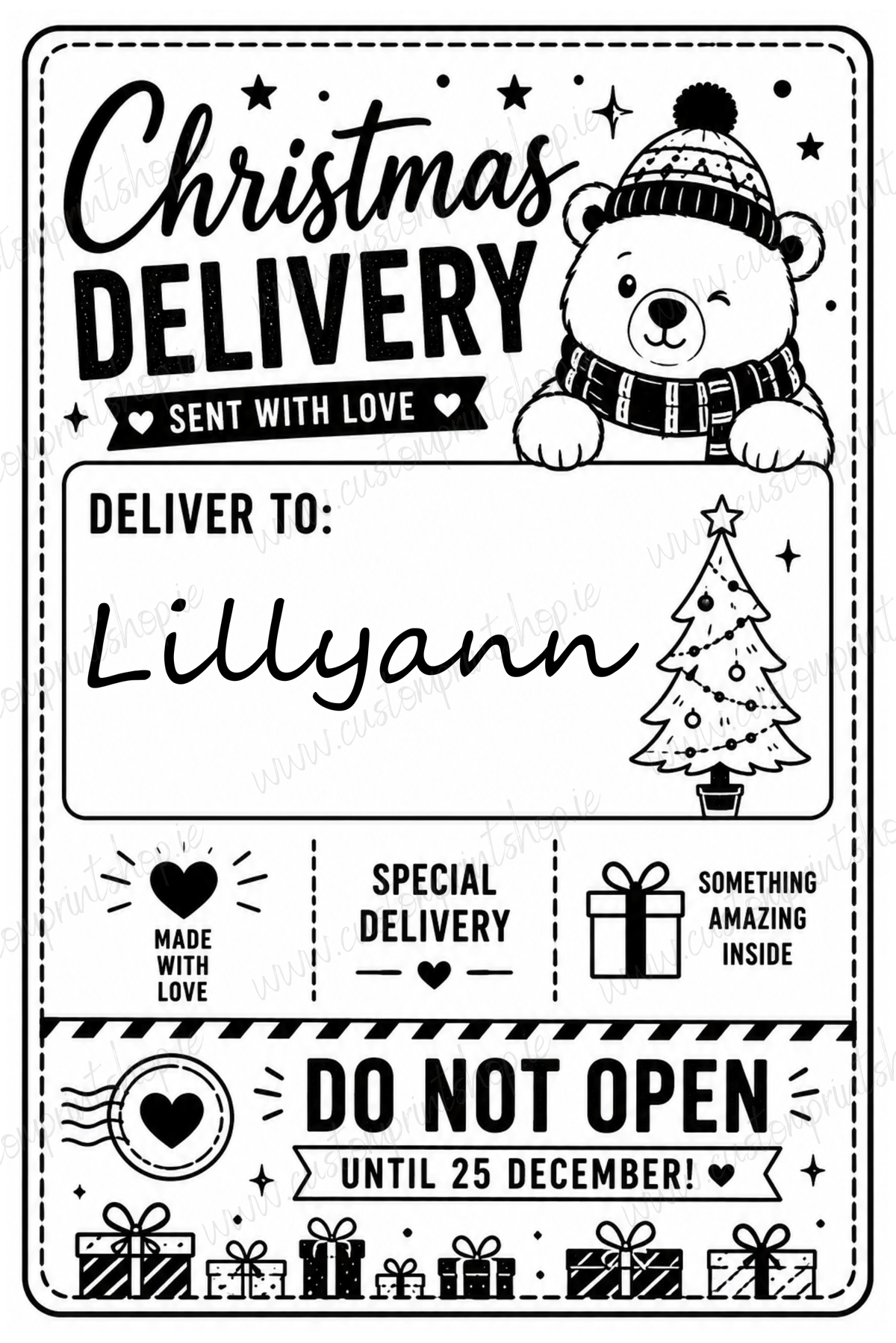10 Pack of Printed Personalised Christmas Gift Labels