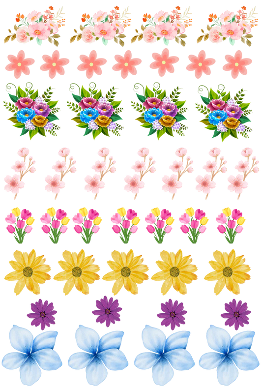 Flowers - 13.5*20cm UV DTF Sheet