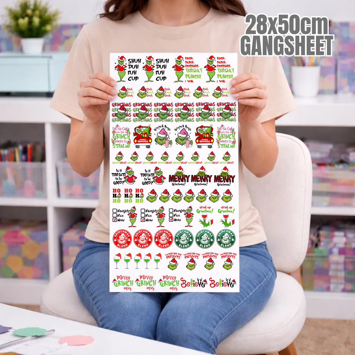 Grinch Theme UVDTF Gangsheet (28cm x 50cm)