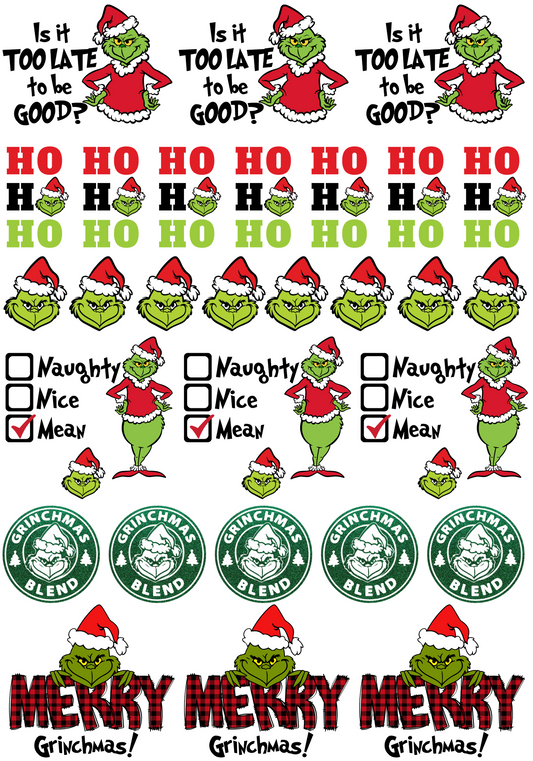 Grinch A4 size UV DTF