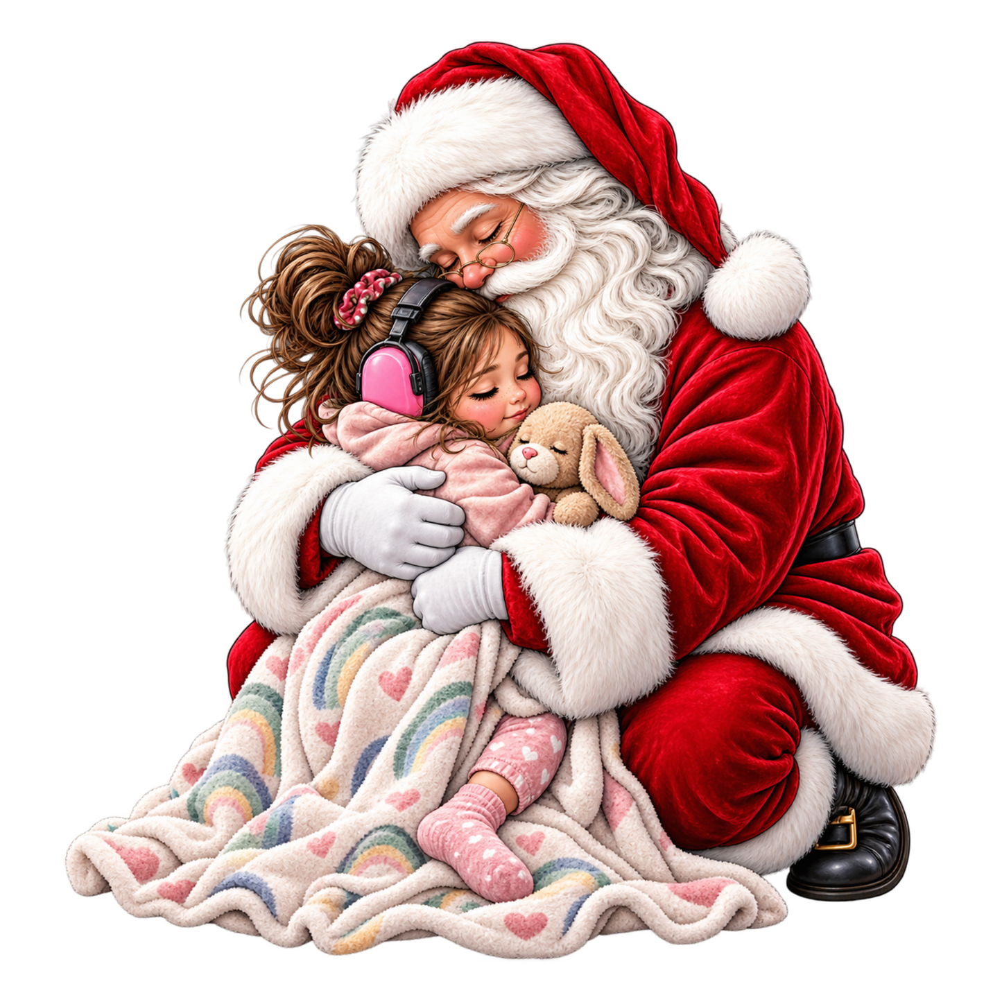 Sensory Friendly Santa With Girl DTF Transfer