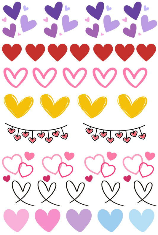 Hearts - 13.5*20cm UV DTF Sheet