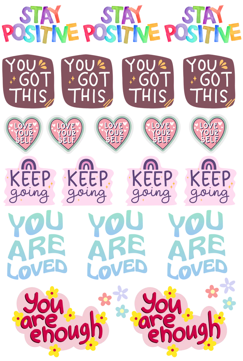 Positivity Quotes - 13.5*20cm UV DTF Sheet