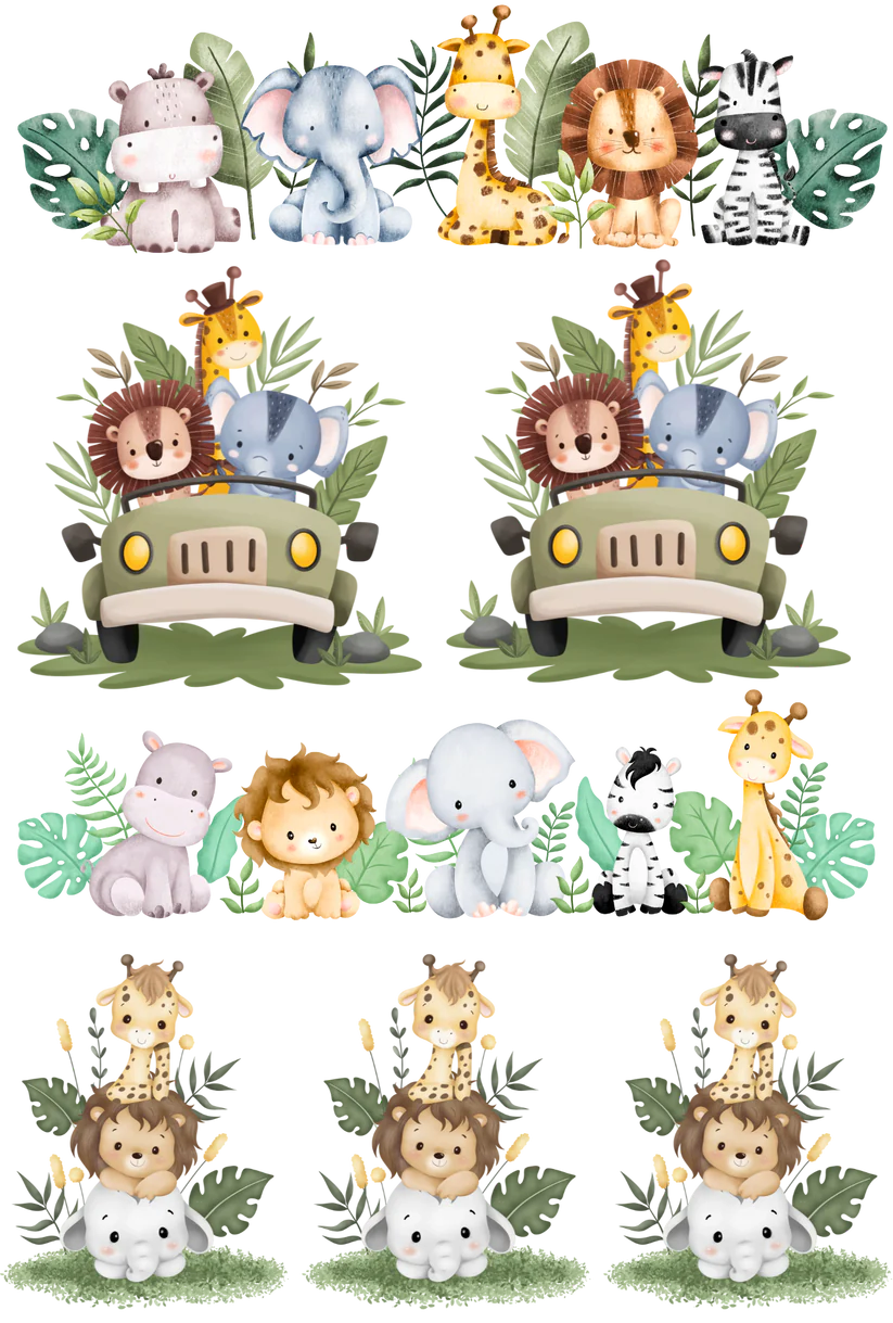 Safari Animals - 13.5*20cm UV DTF Sheet