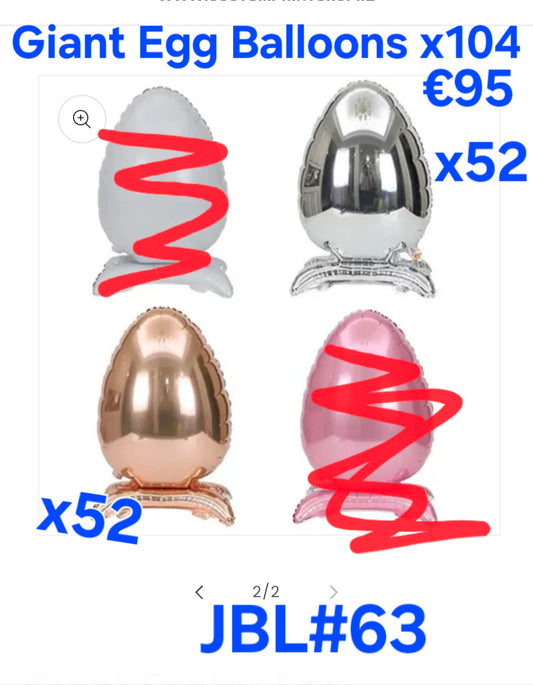 Joblot - 104 Giant Egg Balloons(JBL#63)