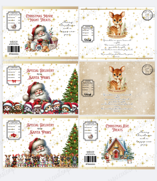 DIGITAL FILE - Christmas Crisp Bag wrappers, Treat wrappers, Reindeer food bag wrappers