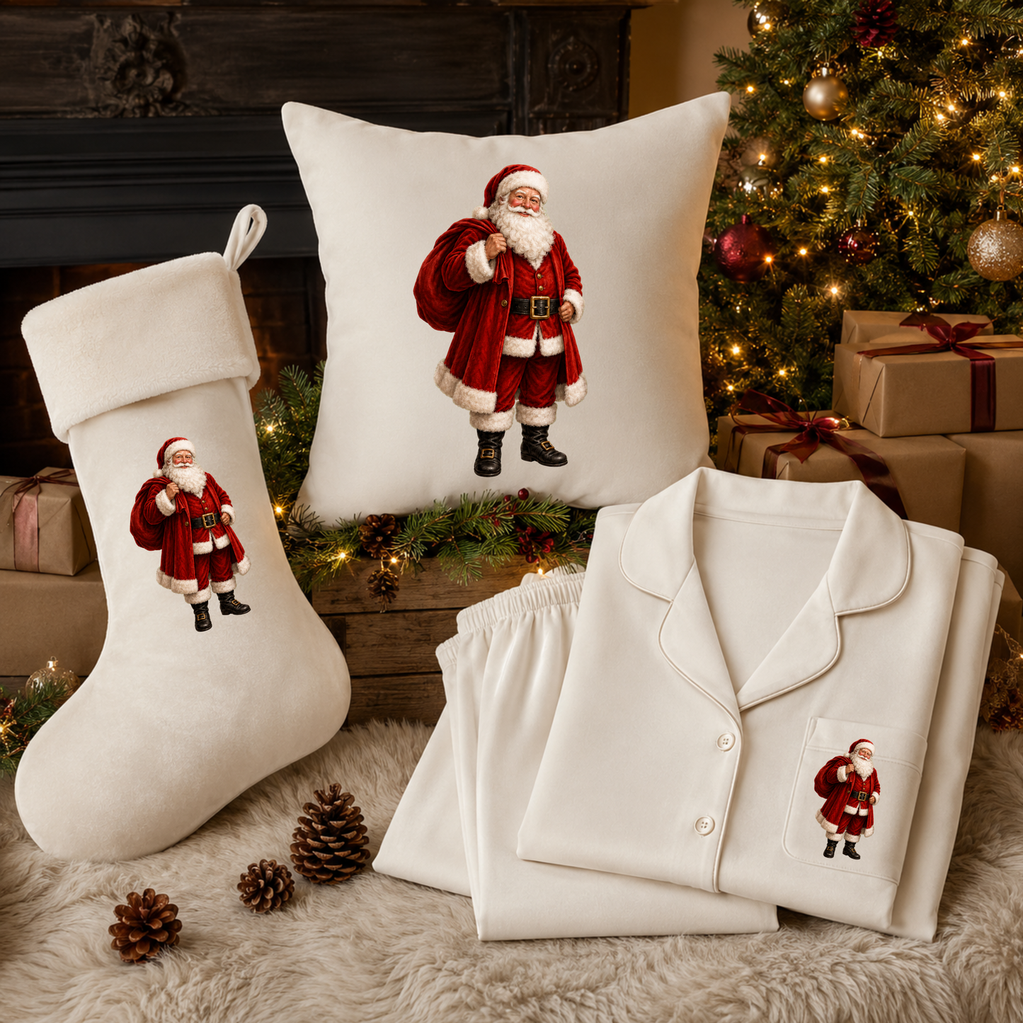 Bright Red Jolly Santa DTF Transfer