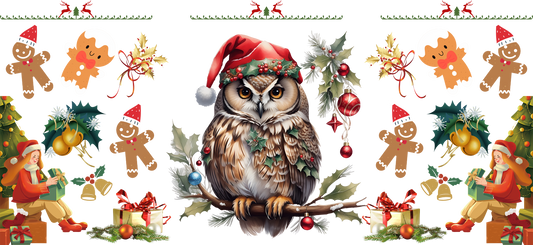 Christmas Owl - 16oz UVDTF Transfer