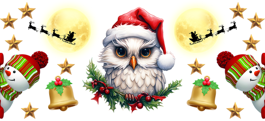 White Christmas Owl - 16oz UVDTF Transfer