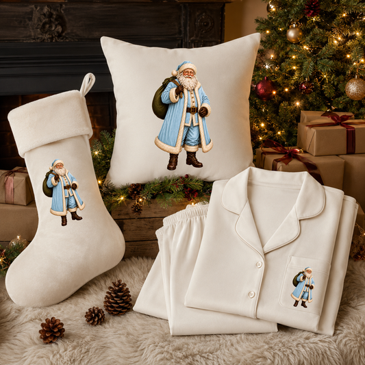 Blue Vintage Santa DTF Transfer