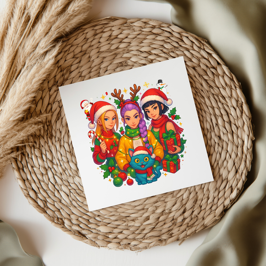 KPop Demon Hunters Christmas Huntrix UVDTF Transfer