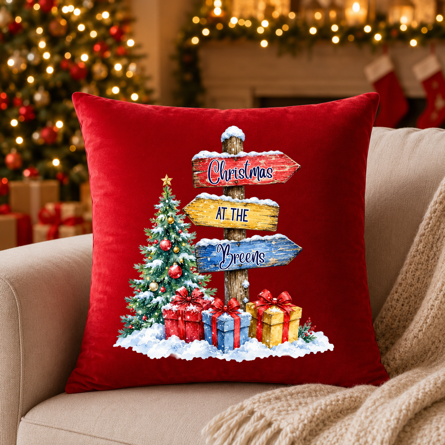 Custom Christmas Signpost Family Name DTF Transfer