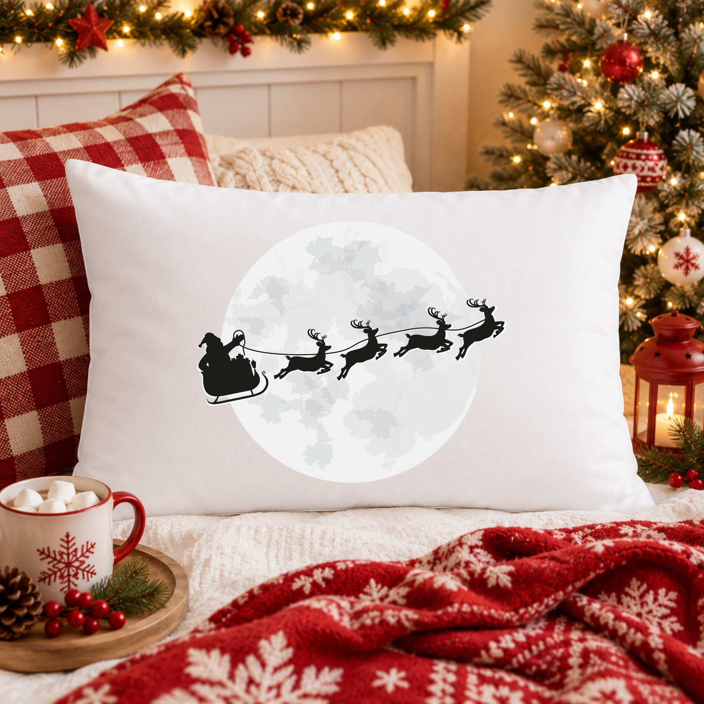 Santa Sleigh With Moon DTF Transfer