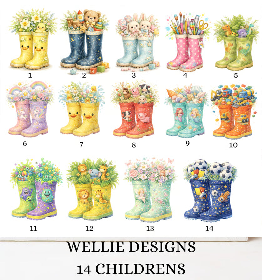 DIGITAL FILE - Customisable Wellies Design - Build your own prints