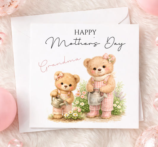 DIGITAL FILE - Mothers Day Gardening Bear Cards