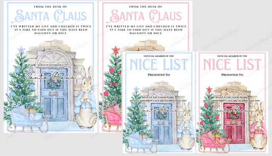 DIGITAL FILE - Christmas Rabbit Nice List Cert & Scratch Off