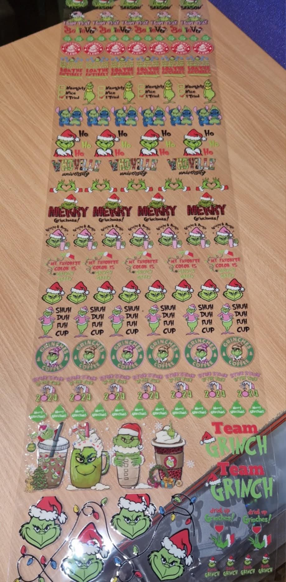 1.2 Metre Grinch UVDTF Gangsheet