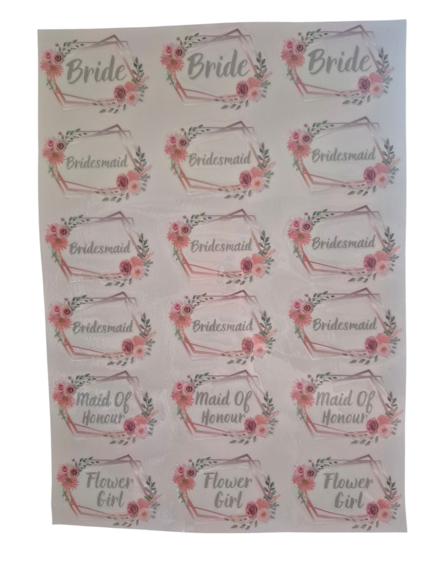 Floral Wedding Party A4 size UV DTF