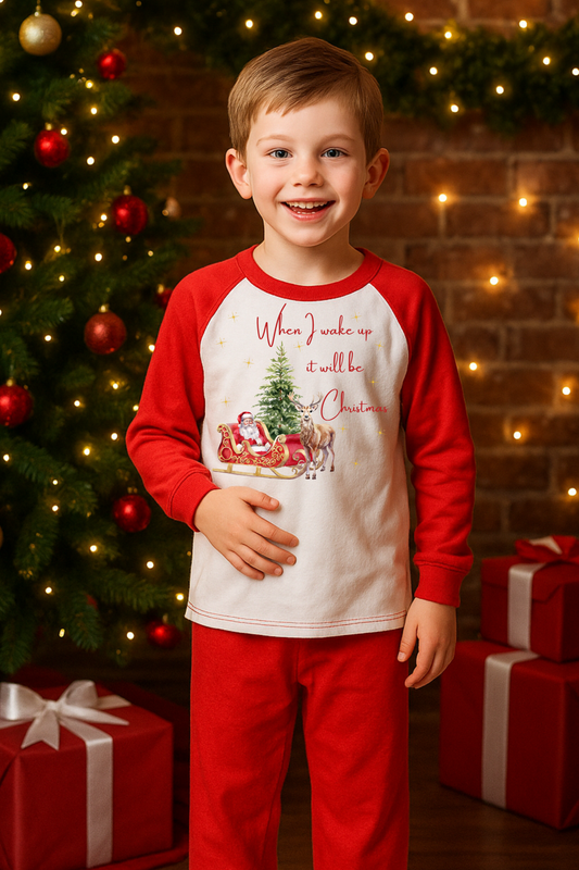 When I Wake Up It Will Be Christmas Sleigh Design DTF Transfer